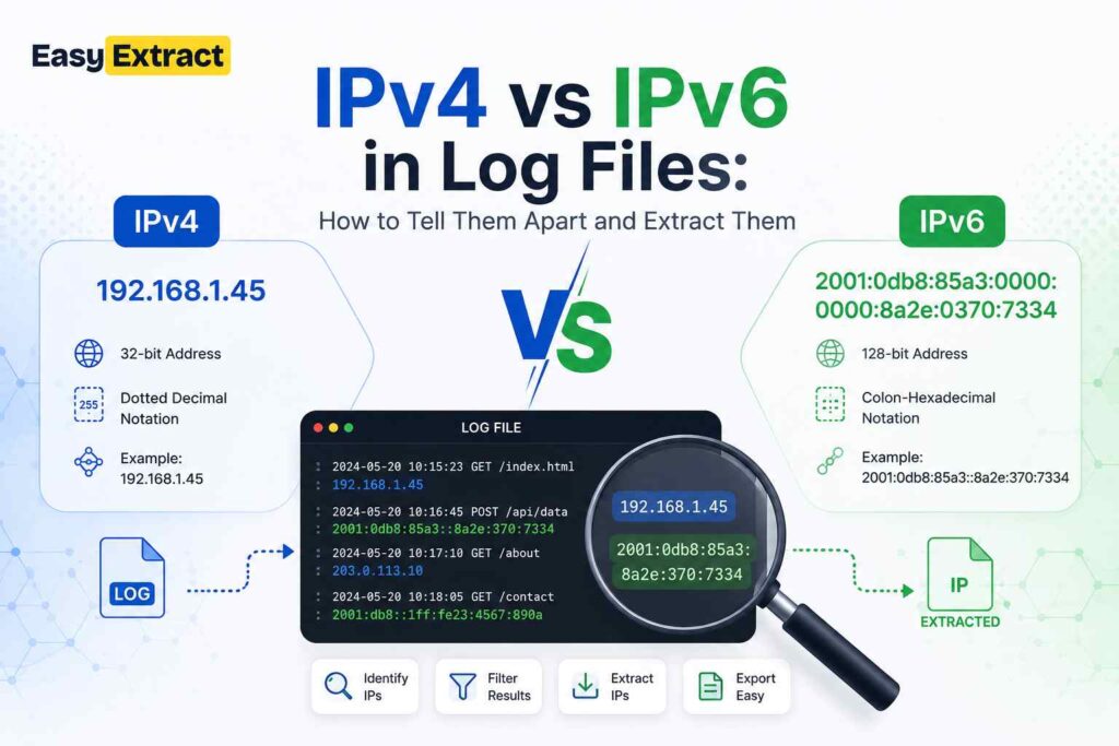 IPv4 vs IPv6 in Log Files How to Tell Them Apart and Extract Them